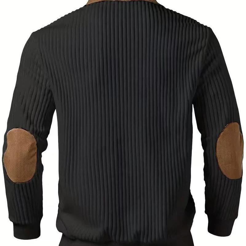 European Style Mens Knitwear Long Sleeve Patchwork Pullover Sweater Lapel Collar Casual Zipper Knitted Sweaters
