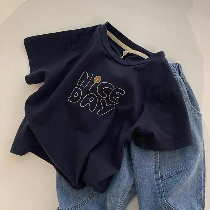 Ice Silk Cotton Striped Heart Short Sleeve Baby Top - Unisex Summer 2025