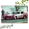 Tin Sign Vintage American Muscle Car Garage Wall Art Retro Metal Poster Classic Red Sedan Hot Rod Decor for Man Cave Bar Cafe