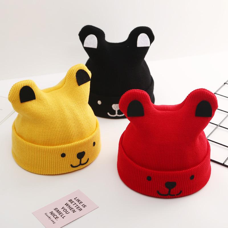 Spring Autumn Baby Hat for Boys Girls Knitted Cap Baby 3D Cartoon Hat  Winter Warm Solid Color Children Hat