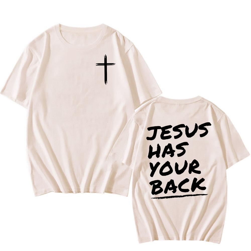 Gesù ti copre le spalle T-shirt Versetto Biblico Cristiano 2026 T-shirt Estiva Cotone Alta Qualità T-shirt Abbigliamento Uomo/Donna Camisetas