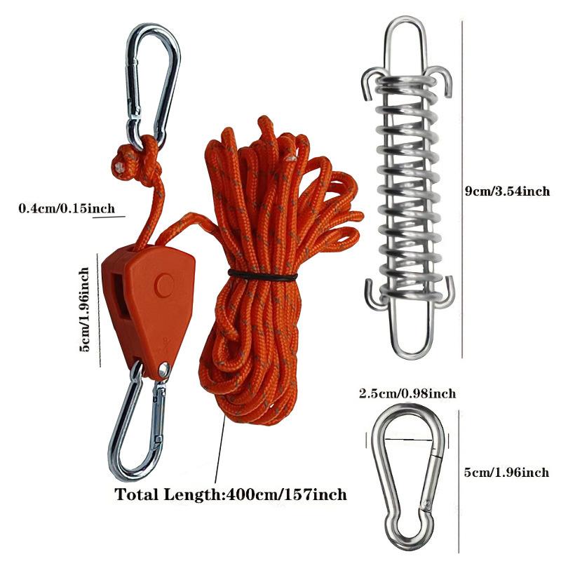 1PC Camping Metal Pulley Tent Rope, Tarp Extension Rope, Windproof Rope, Lifting Rope, Tent Tent Tent Tent Elastic Rope, Holiday Gift