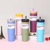 New Car Cup 304 Stainless Steel Thermos Cup Large Capacity Car Straw Cup Portable Sports Water Cup