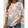 Herbst Damen Rundhals Langarm Marmormuster Mode T-Shirt Street Style T-Shirt Elegantes und Stilvolles Damen Top