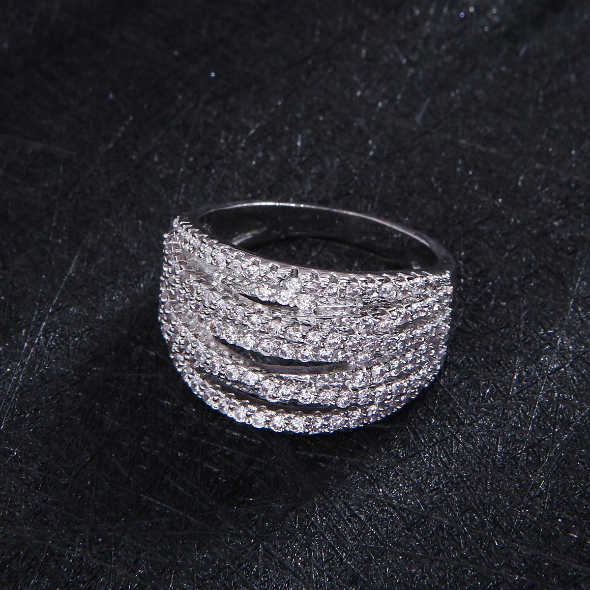 

New Personalized Style Creative Geometric Ring Micro Inlaid with Five Rows of AAA Zircon Rings Ring Accessories no.9