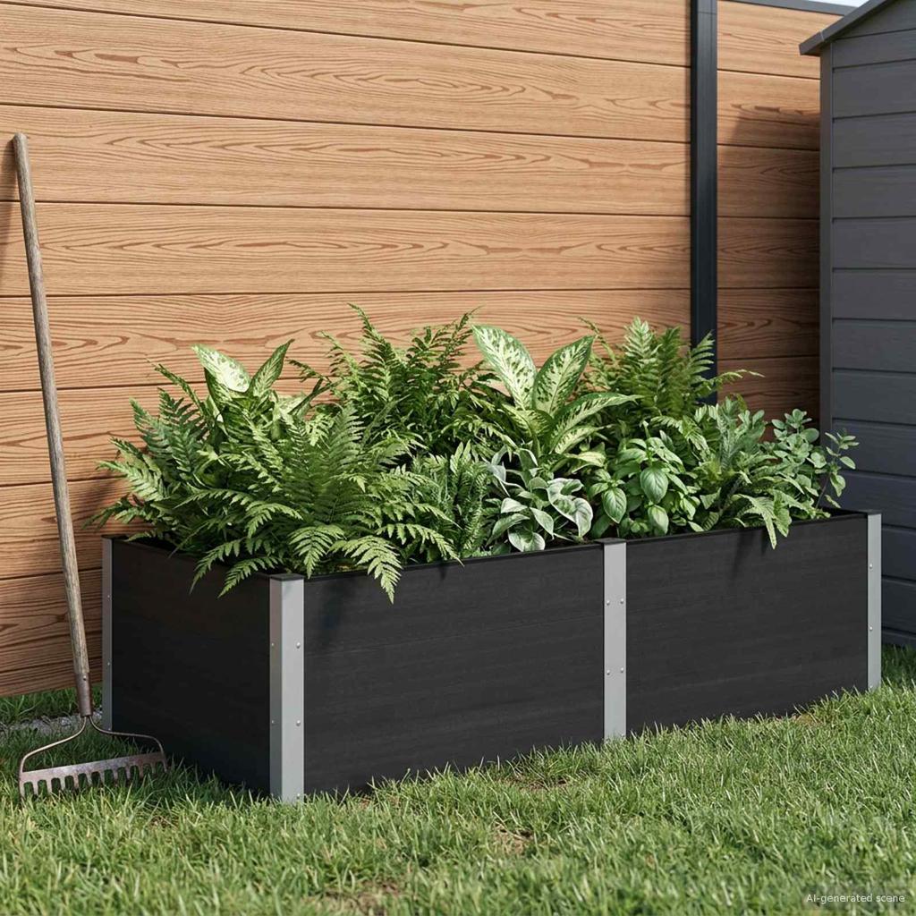 Raised Garden Bed Black 200 X 100 X 54 Cm
