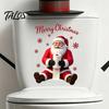 Holiday Home Decor Stickers Santa Claus Toilet Sticker, Waterproof PVC Christmas Bathroom Decal for Creative Gift Ideas Decoration, Removable