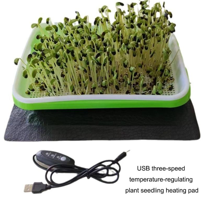 Portable Waterproof Seedling Heat Mats 3 Heat Level USB Powered for Indoor Plant and Reptiles Habitat Maintenance