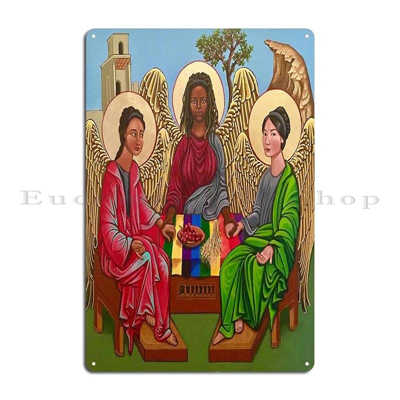 Heilige Drie-eenheid Schilderij Rublev Drie-eenheid Metalen Bord Designer Ontwerpen Decoratie Club Poster Tinnen Bord Poster