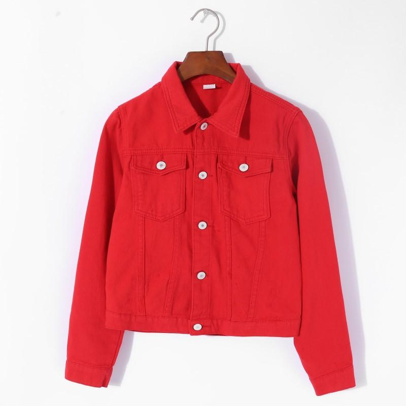 

GMXIA джинсовая куртка женская весна и осень свободная интернет-знаменитость с джинсовой рубашкой женская верхняя часть XXL красный