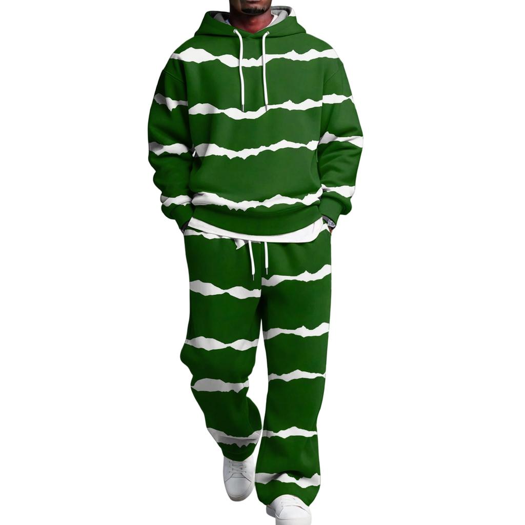Men's Hoodie and Sweatpants Set with Elastic Waist, Casual Two Piece Outfit