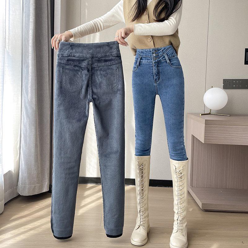 Plus Velvet High Waist Skinny Jeans for Women - Slimming, Thickened Pencil Pants