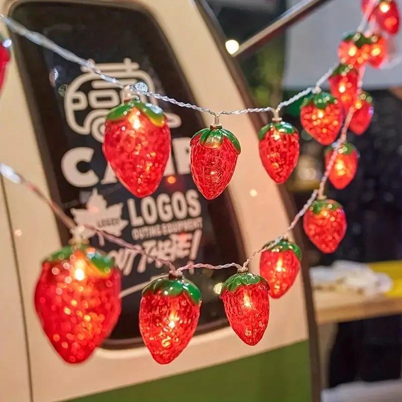 

1PC 10/20/30/40 LED Strawberry Fairy Lights Battery Operated Fruit String Lights For Indoor Outdoor Bedroom Holiday Decoration 1.5M10LED теплый белый