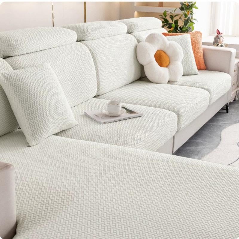1pc Jacquard Sofa Slipcover Twill Pattern Elastic Sofa Covers Furniture Protector for Bedroom Office Living Room Home Decor