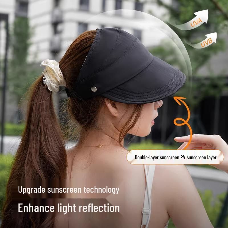 Women's 2025 Sun Hat with Buckle, Fisherman Style, Quick-Drying, Topless Visor, Small Face Design, Mask Compatible