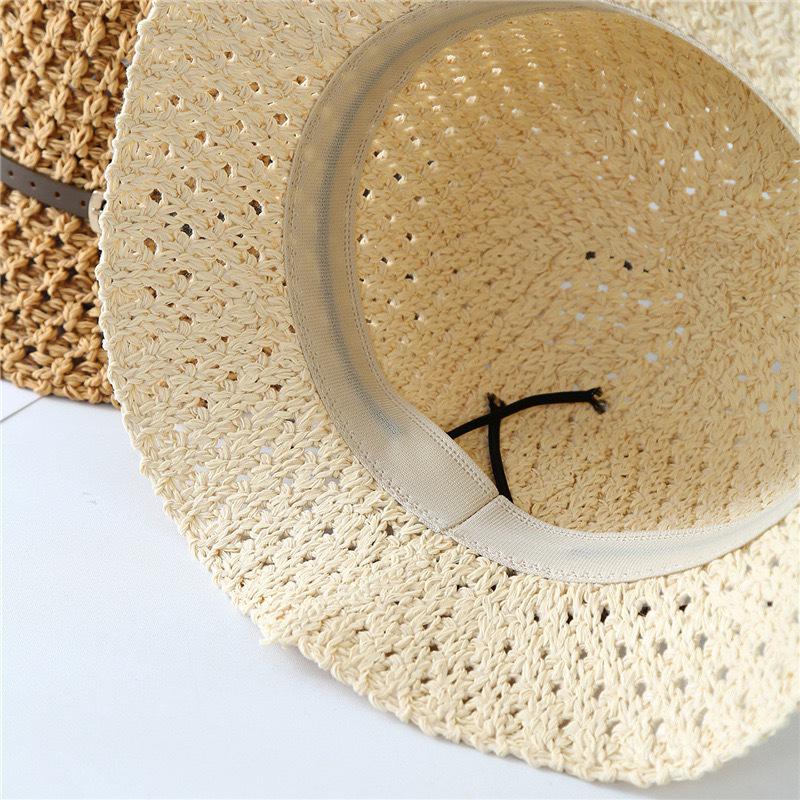Japanese Korean Fashion Sun Protection Beach Hat with Leather Buckle
