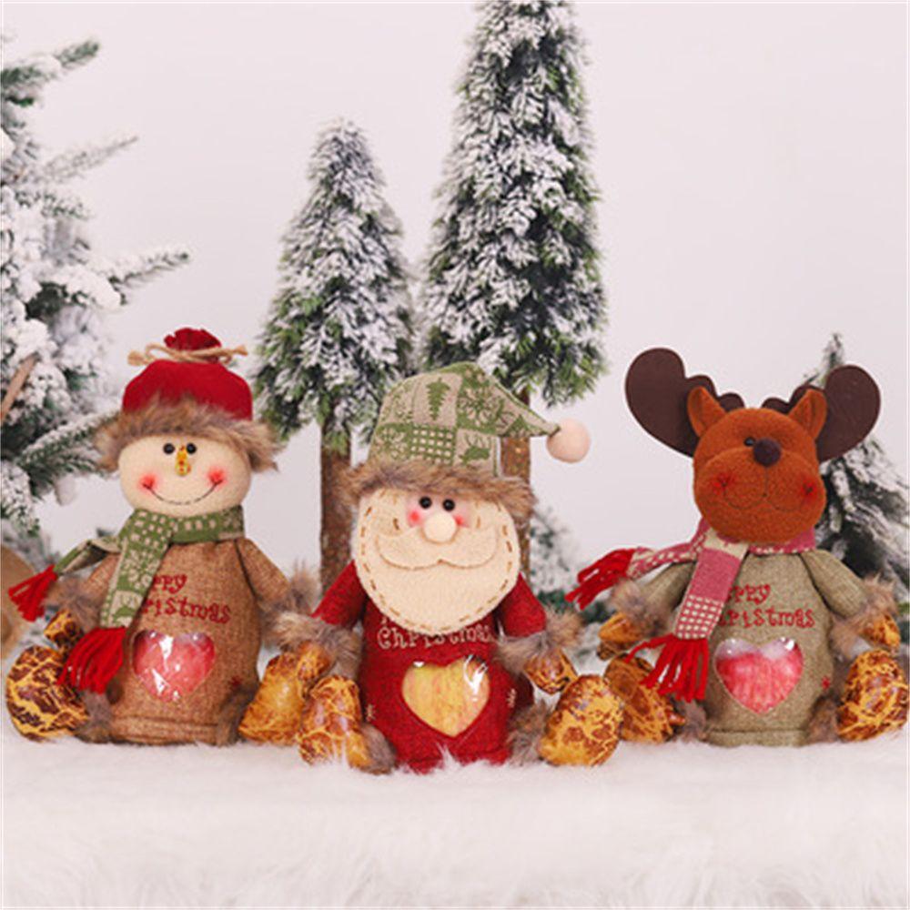 Cute Doll Candy Bag Gift Packaging Santa Claus Xmas Decor Zipper Bag Present Bag Apple Gift Bag