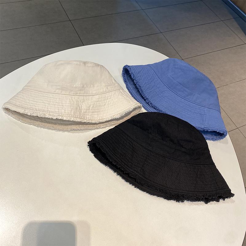 Rough edge bucket hat women's summer sunshade sunscreen sun hat face cover trendy hat women's bucket hat