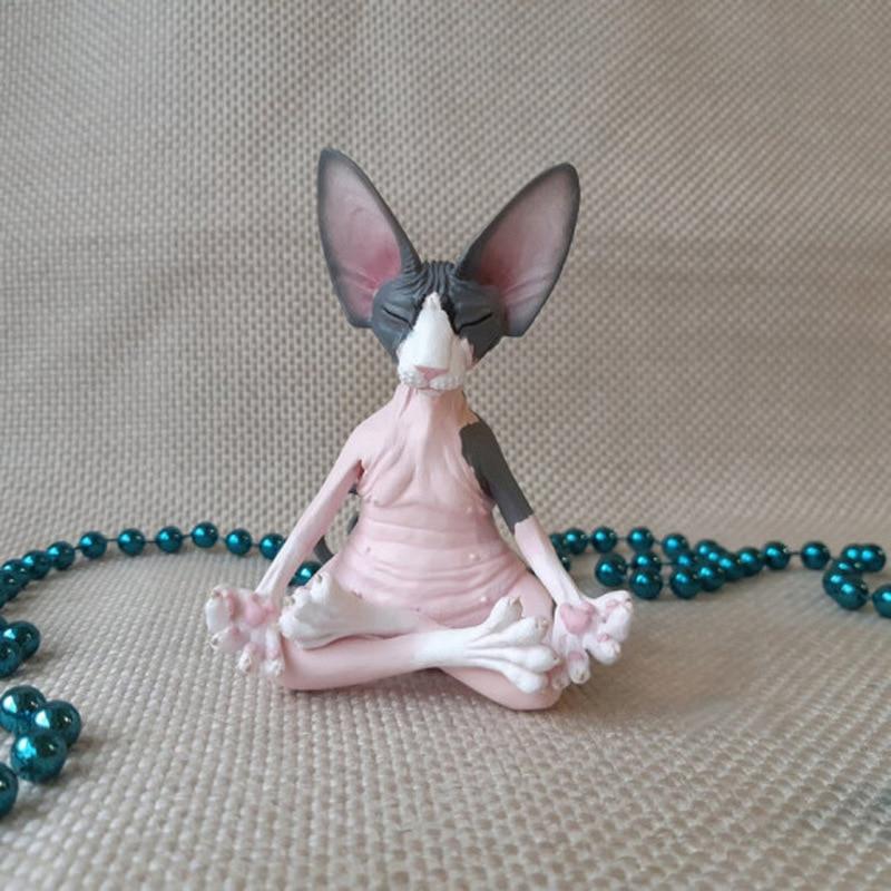 Creative Hairless Cat Meditation Ornament, Resin Buddha Style Home Decoration, Personalized Desktop Small Ornament