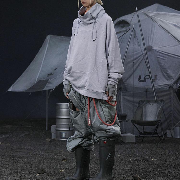 Adidas Originals X Hamcus Collaborative Capsule Collection High Collar Drawstring Pullover Sweatshirt Men Tops Glory-Grey HY6365