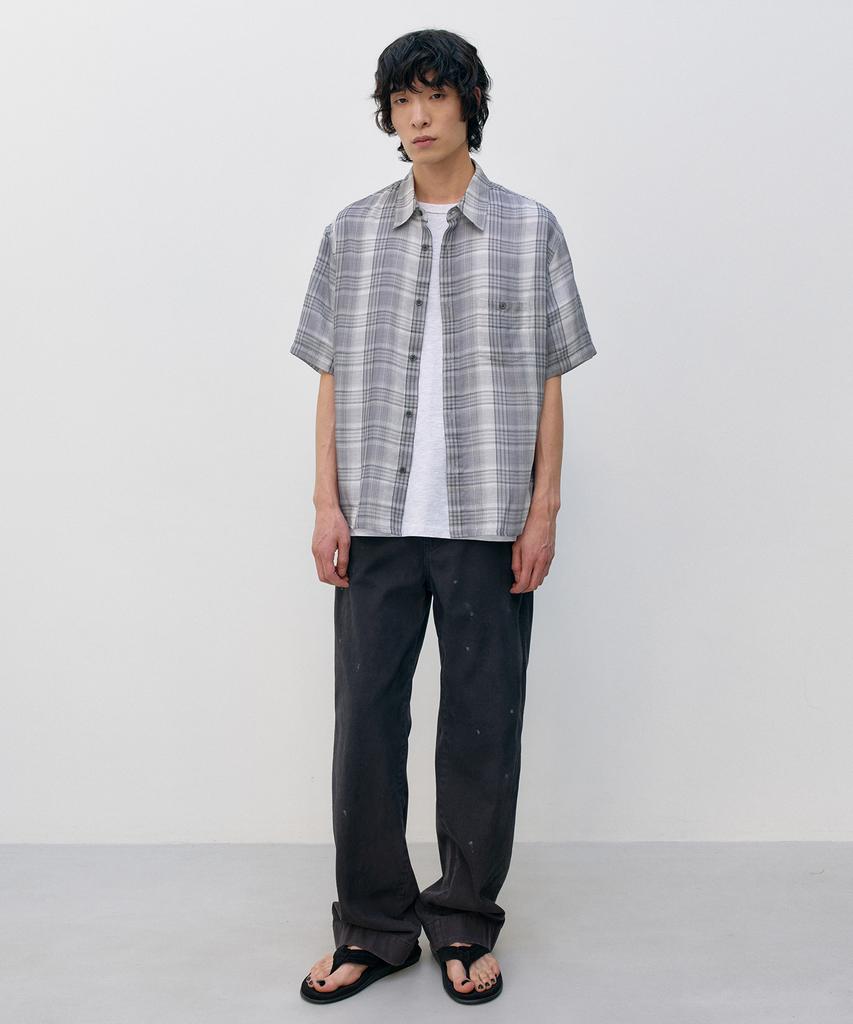 INSILENCE Double Cloth Check Shirt Grey