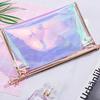 Borsa Trasparente Impermeabile in PVC per Cosmetici, Necessaire, Organizer per Trucco, Colore Laser, Cerniera, Lavabile, Beauty Case