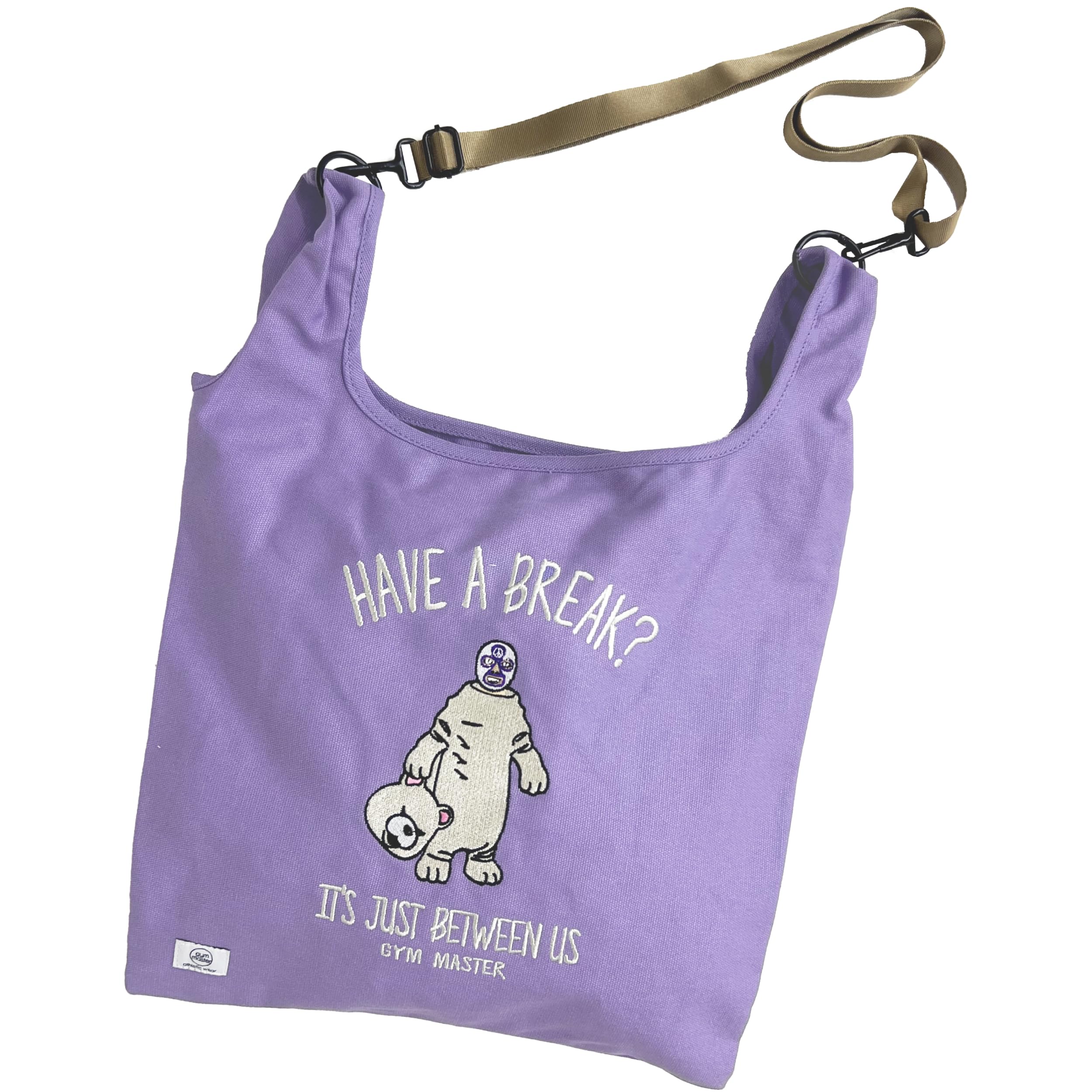 

Gym Master 2-Way Embroidered Canvas Shoulder Bag HAVE A BREAK G421796 63: Purple