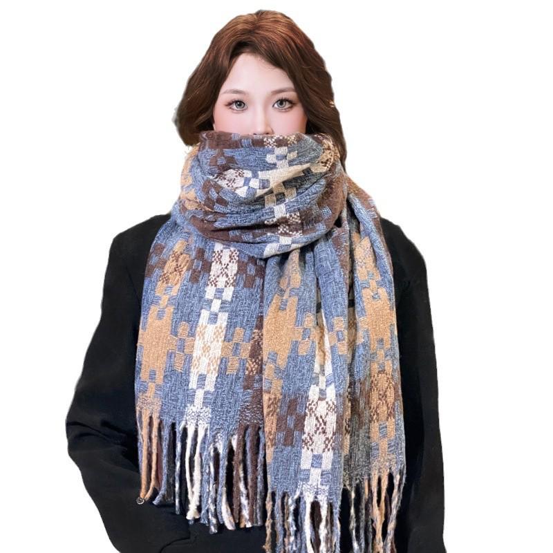 Karo-Schal im koreanischen Stil aus Imitat-Kaschmir - Dick, Warm, Vielseitiger Schal für den Winter