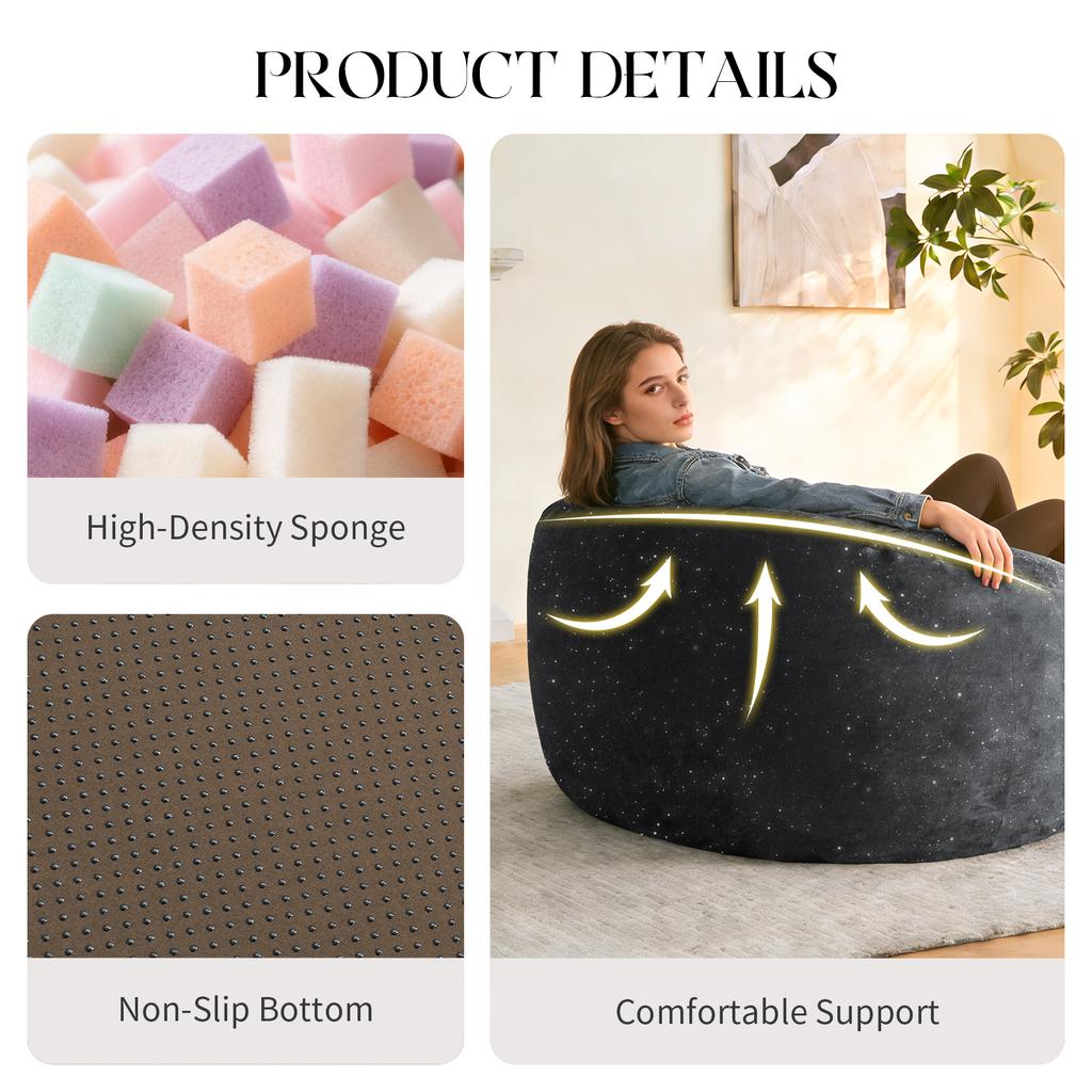 Gebogen Hoge Rug Beanbag Stoel met Volledige Lichaamscontour Ondersteuning voor Meeslepende Ontspanning in Moderne Woonruimtes