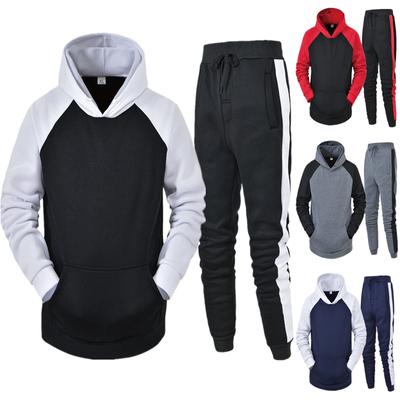 Mens Hooded Sports Tracksuit Unisex Two-Piece Running Outfits Long Sleeve Pullover Hoodies Sweatshirt+Sweatpants Set