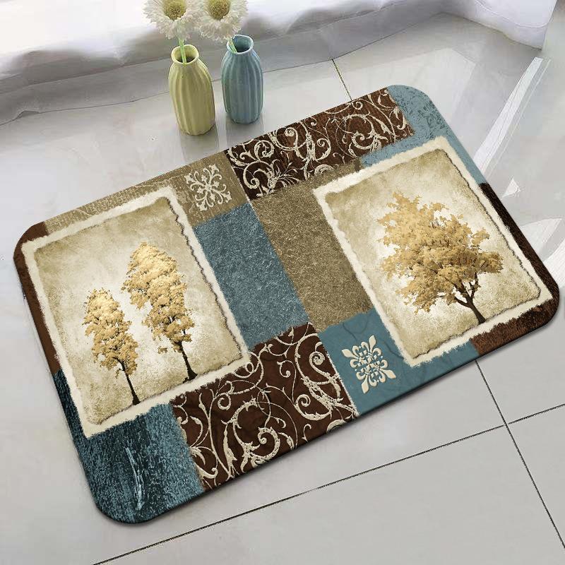 Retro Rural Style Floor Mat Entrance Mat Bathroom Door Mat Absorbent Carpet Living Room Coffee Table Mat