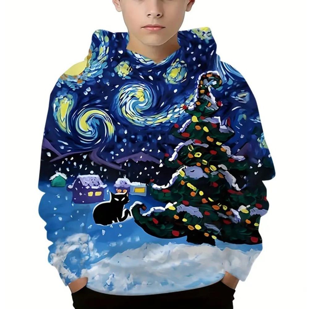 Autumn Comfortable Sports Leisure Long Sleeved Pullover Hooded Sweatshirt Children Fun Series Pattern Loose Versatile Pocketless 3d Hoodies