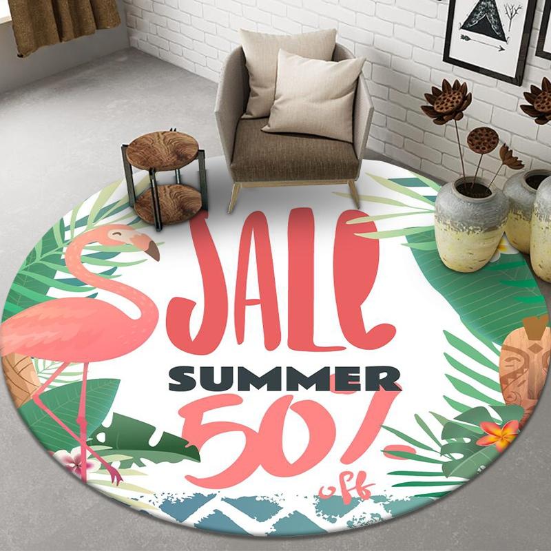 Beautiful Flamingo Print Pattern Round Floor Mat Home Bedroom Living Room Decoration Novelty Floor Mat Doormat