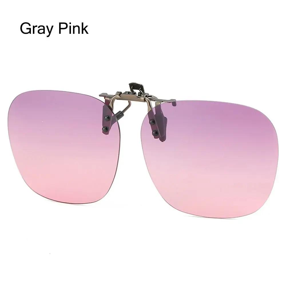 Clip-On Sunglasses Convenient Flip-Up Metal Clip Sun Glasses For Women Men Glasses Rimless Polygonal Shades