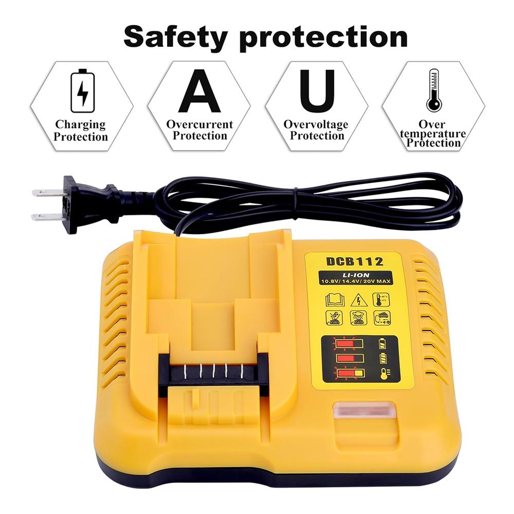 DCB112 2A Lithium Battery Charger For Dewalt 10.8V 12V 14.4V 18V 20V DCB206 DCB205 DCB204 DCB203 DCB120,DCB107 DCB115 DCB105