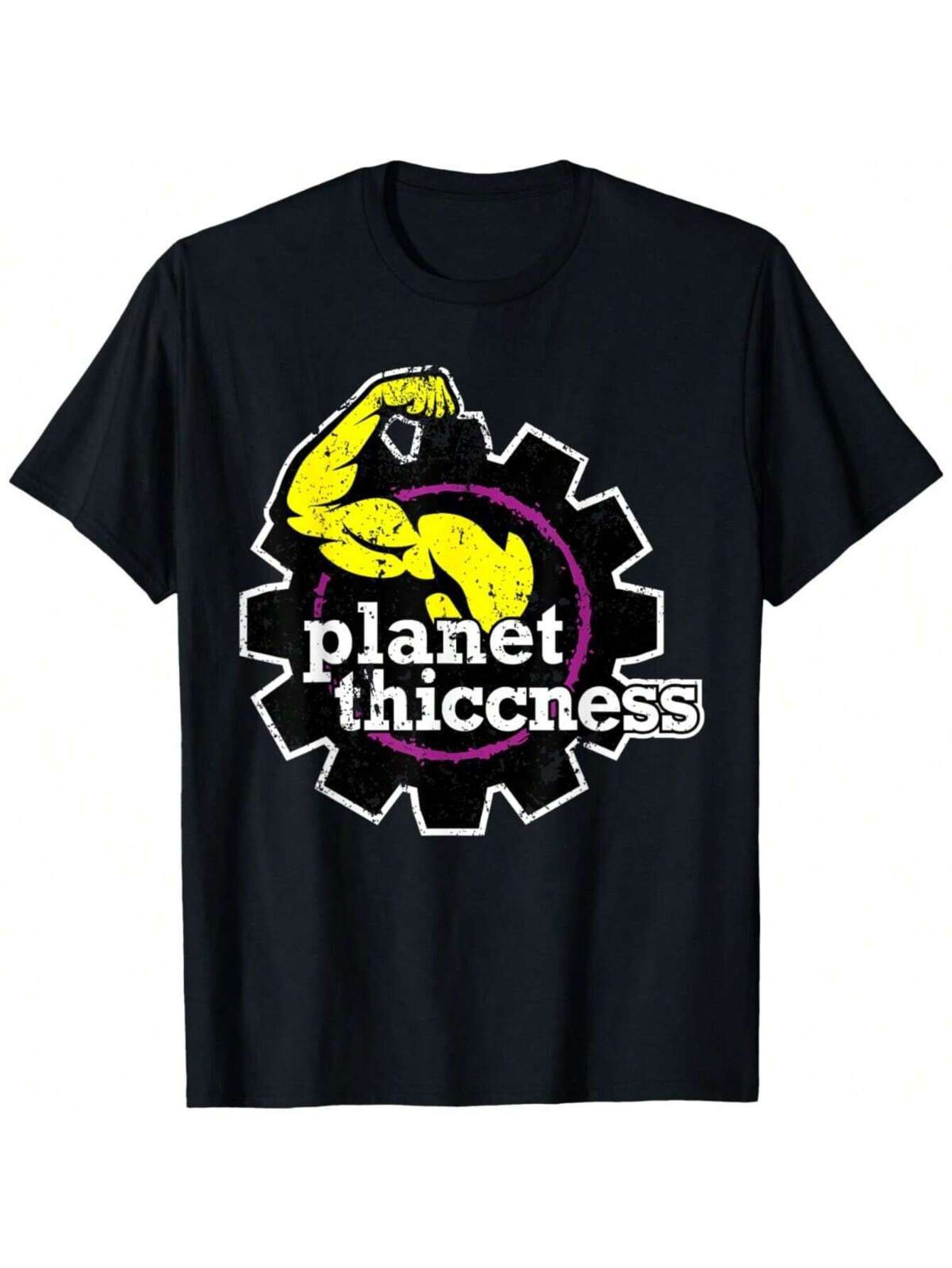 

Planet Thiccness Funny Gym Humor Graphic T-shirt - Soft Breathable Fabric L