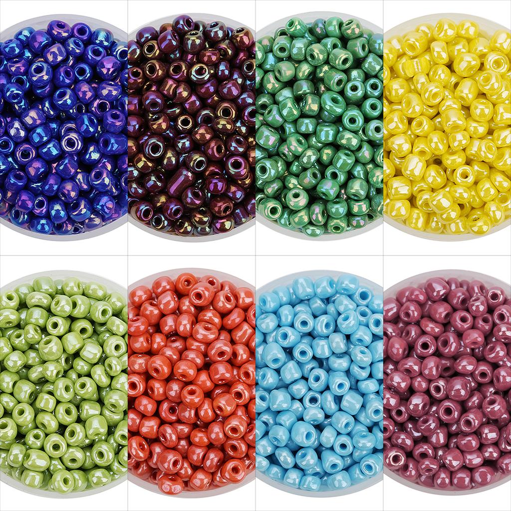 40g/lot 4mm Glass Rice Beads Solid Color Round Loose DIY Seed Bead for Bracelets Earrings Jewelry Making Beaded Accessories