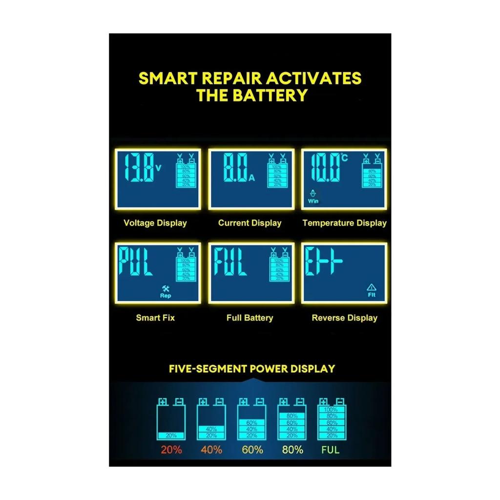 12V Intelligent Car Battery Charger - Pulse Repair, LCD Display, Suitable for Cars & Motorcycles&ship&Water Motorcycle
