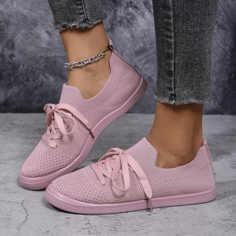 

Large size fly-woven casual single shoes women s breathable mesh fly-woven fashion breathable single shoes women 42 розовый