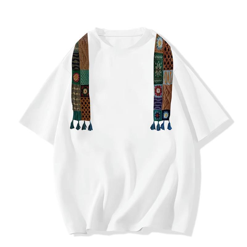 

Женская футболка с коротким рукавом серого цвета больших размеров, лето 2025, чистый хлопок с американским принтом XXL белый