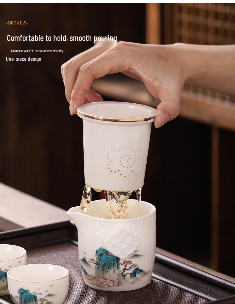 Panda-Themed Jade Tea Set 2024: Cultural Sichuan Travel Set - Perfect for Home, Outdoor Use & Gifts