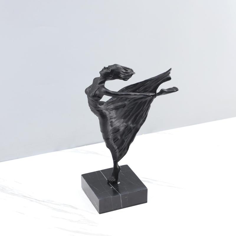 Creative Abstract Metal Girl Ballet Dancing Girl Sculpture Realistic Figure Statue Metal Figurine Home Decoration Accessories