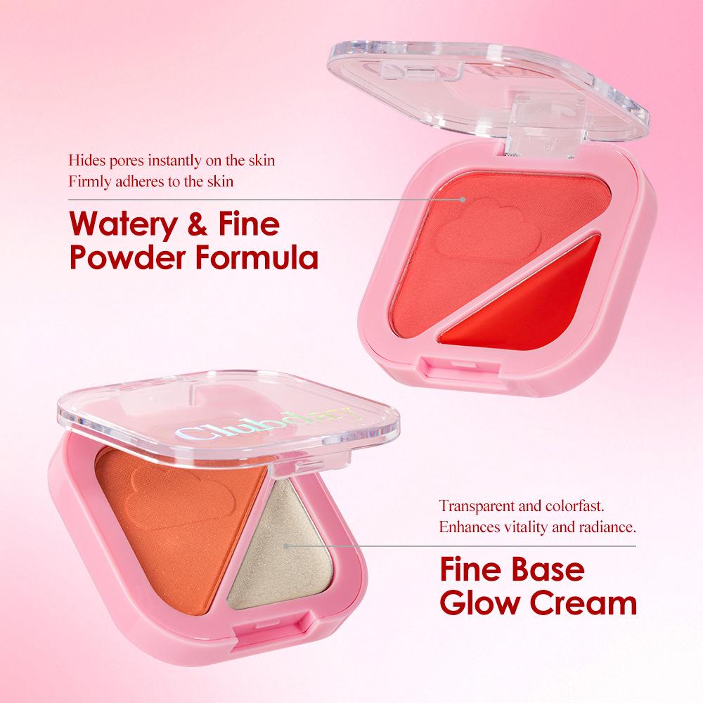 6pcs Dual-Color Blush Palette Set Two-in-One Powder Blush & Highlighter Pearly Fine Shimmer Cheek Dual-Use Natural Flushed Face Makeup Cosmetics