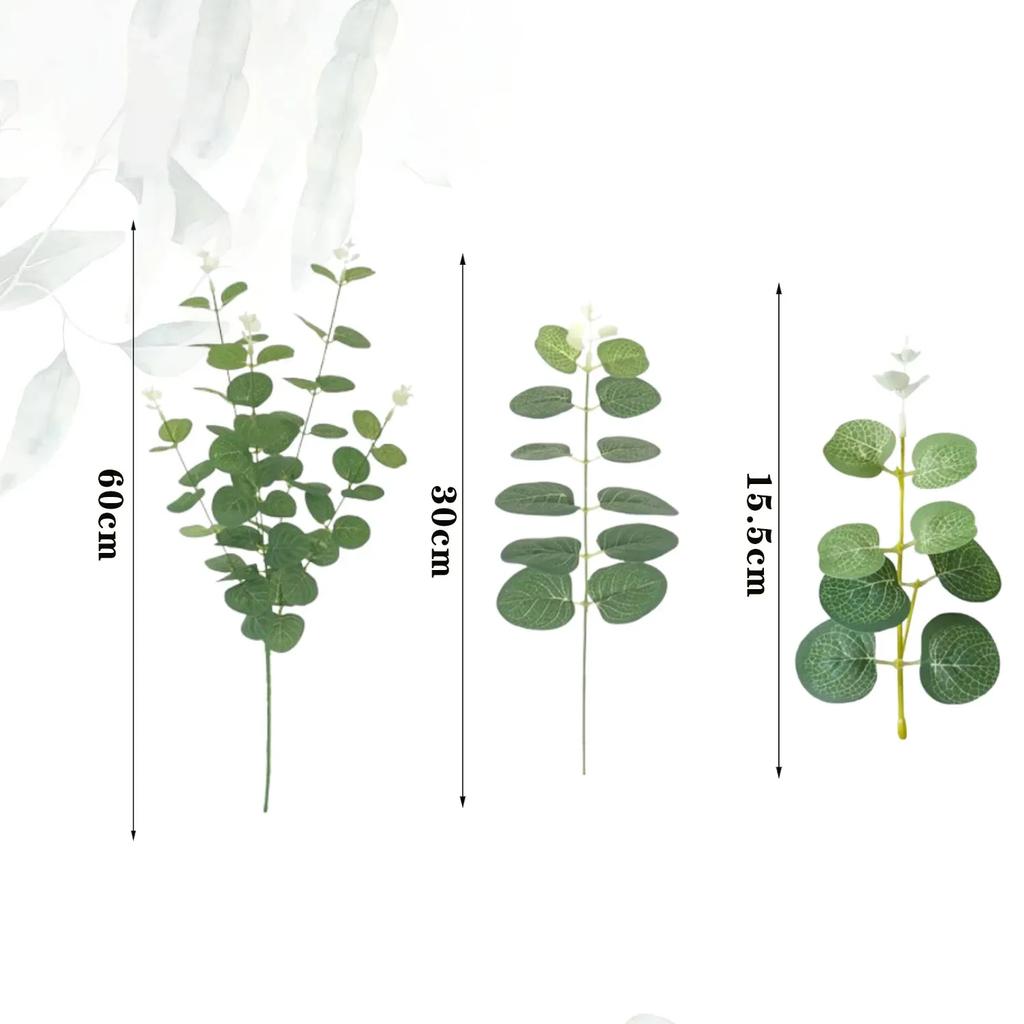 10-100PCS 3 Kinds Eucalyptus Leaves Artificial Silver Dollar Leaves Picks Dried Eucalyptus Home Decoration Party Decoration