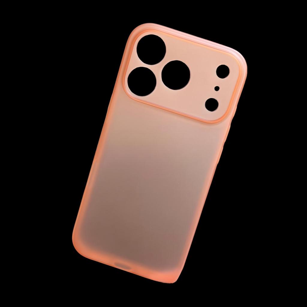Transparent Premium Orange Anti-Fingerprint Phone Case for iPhone 17 Pro Max – Fully Covered Buttons