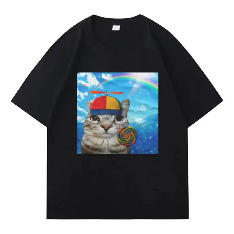 Camiseta Greetings Huzz Silly Cat Meme Summer Hip Hop Oversi S