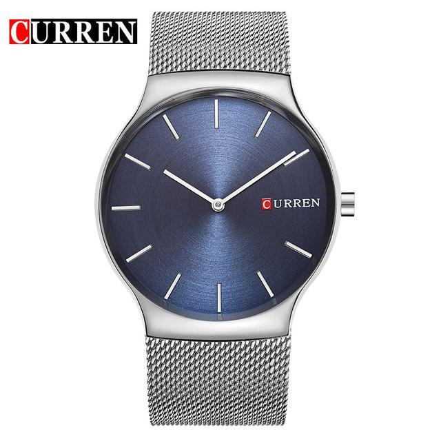 CURREN TOP Luxus Marke CURREN Mode Business Männer Uhren Ultra-dünne Männliche Uhr Analog Quarz Sport Stahl Wasserdichte Armbanduhr