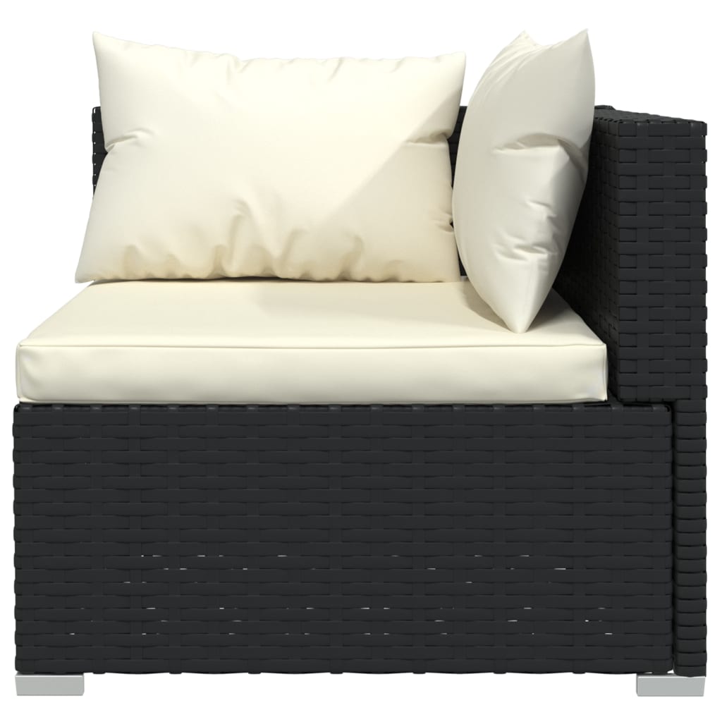 Vidaxl 9-Cz. Garden Lounge Set, Cushions, Black PE Rattan