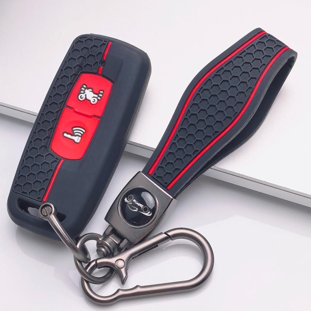 Silicone Remote Key Cover for Honda PCX125 PCX150 PCX160 ADV150 Vario Click125 Click150 with Keychain Honeycomb Texture Anti Scratch Key Fob Protector чёрный
