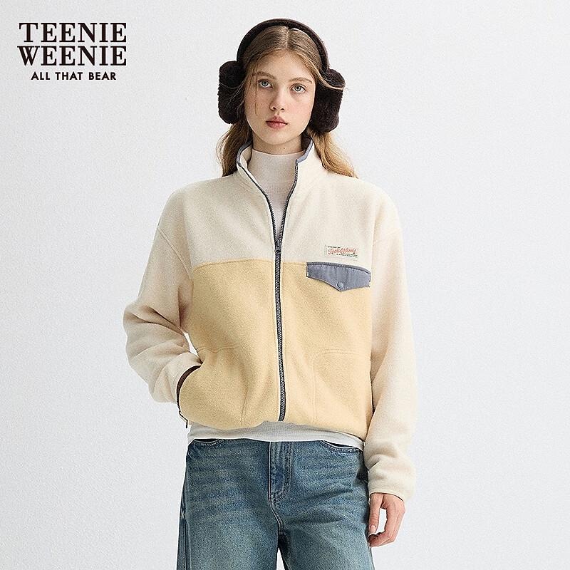 Teenie Weenie Bear Women's Color-Block Stand Collar Cardigan Sweatshirt